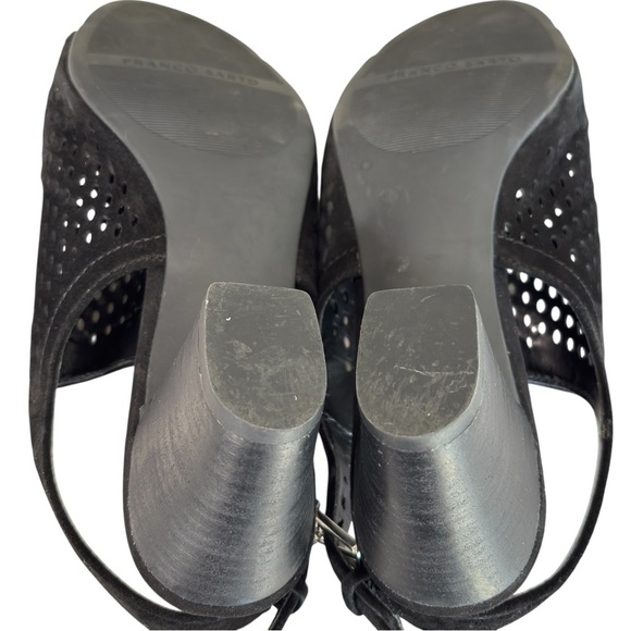 Franco Sarto Monaco2 Womens Dress Sandal Sz 9 Slingback Laser Cut Black Leather - Picture 4 of 14
